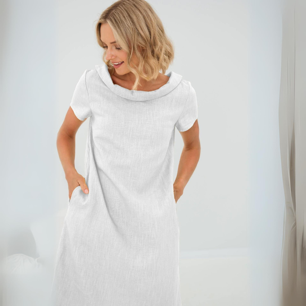 Robe En Lin Doux Avec Poches - Soraya